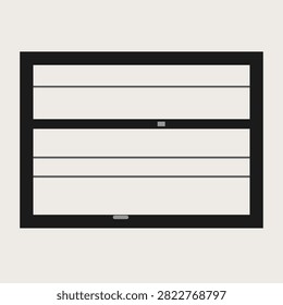 Sash window elevation drawn as a flat elevation with 5 lights in mono ink colours, a geometric line diagram of window joinery for interior and building detail layouts.