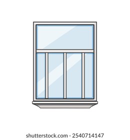 sash window frame cartoon. glazing mullion, transom casement, jamb muntin sash window frame sign. isolated symbol vector illustration