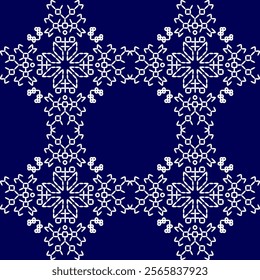 Sashiko japanese stitch embroidery abstract artwork seamless geometric pattern printed background fabric wallpaper hand drawn line white and indigo background 

