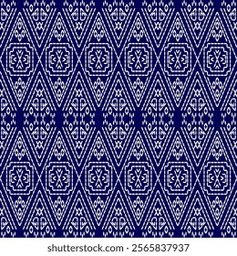 Sashiko japanese stitch embroidery abstract artwork seamless geometric pattern printed background fabric wallpaper hand drawn line white and indigo background 

