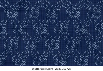 Patrón sin costuras de Sashiko. Ornamento tradicional japonés de bordado.