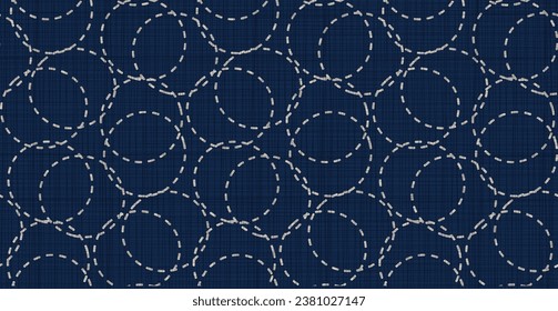 Sashiko seamless pattern. Traditional Japanese Embroidery Ornament.