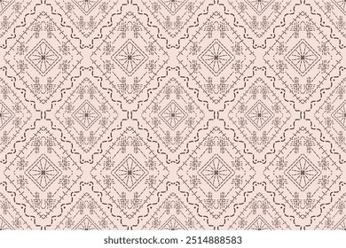 Sashiko is a type of traditional Japanese embroidery or stitching used for the decorative and functional reinforcement of cloth and clothing.Ethnic pattern, Ogee, Geometric style, Seamless textile.