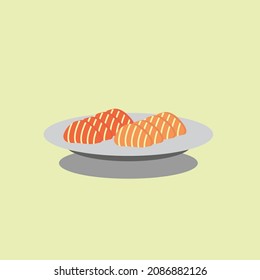 Sashimi Cartoon Flat Vector Illustration