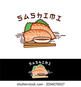 Sashimi Logo, Japanese Food Raw Meat Vector