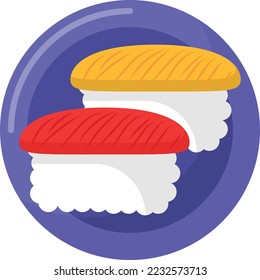 Sashimi or Nigirizushi Concept, Onigiri pillow of vinegared rice vector color icon design, Asian Cuisines symbol, Most Popular Dishes Sign, Street Foods stock illustration 