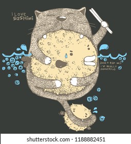 sashimi, raw fish, cute Puffer fish,globefish, blowfish, healthy chubby cat