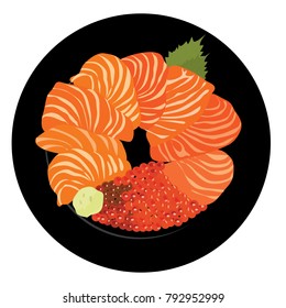 Sashimi salmon set, raw fish, japanese food vecter eps 8