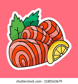 Sashimi, sticker icon, vector design element, hand drawn