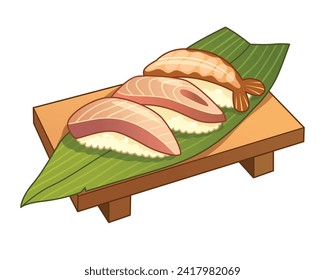 Sashimi Sushi Japanese Food Vector Cartoon Illustration