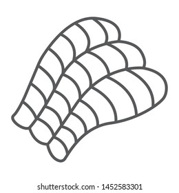 Sashimi thin line icon, asian and food, sushi sign, vector graphics, a linear pattern on a white background, eps 10.