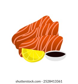Sashimi is a typical Japanese food, pieces of fresh salmon