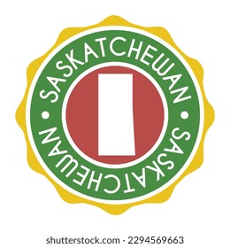 Saskatchewan, Canada Badge Map Vector Seal Vector Sign. National Symbol Country Stamp Design Icon Label. 