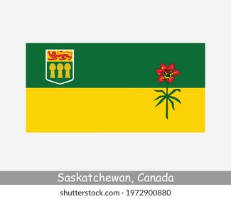 Saskatchewan Canada Flag. Canadian Province Banner. Flag of SK, CA. EPS Vector Illustration. 