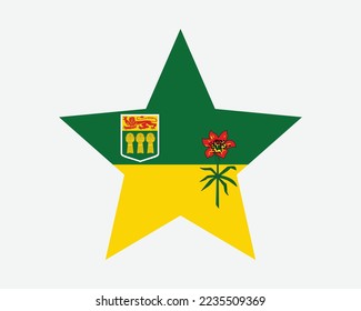 Saskatchewan Canada Star Flag. SK Canadian Five Point Star Shape Province  Flag. Saskatchewanian CA Banner Icon Symbol Vector Flat Artwork Illustration