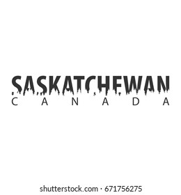 Saskatchewan. Canada. Text or labels with silhouette of forest