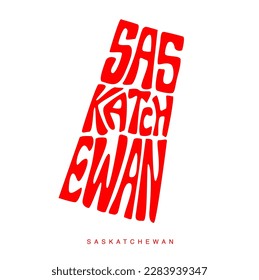 Saskatchewan Canadian map typography. Saskatchewan calligraphy.