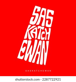 Saskatchewan Canadian map typography. Saskatchewan lettering art.