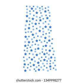 Saskatchewan Canadian province map background with blue stars of different sizes vector illustration eps
