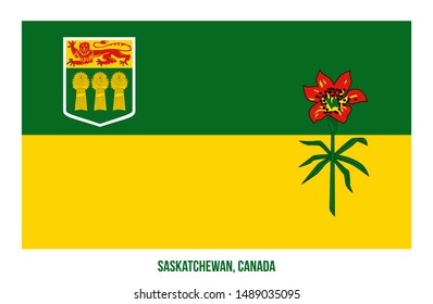 Saskatchewan Flag Vector Illustration on White Background. Provinces Flag of Canada. Correct Size, Proportion and Colors.