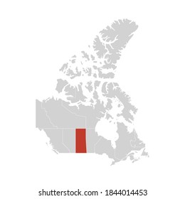 Saskatchewan Highlighted on Canada Map Eps 10