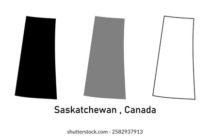 saskatchewan province, Canada map illustration isolated on background. map in black, gray, and outlines	