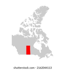 Provincia de Saskatchewan resaltan en el mapa de Canadá