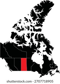 Provincia de Saskatchewan destacada en el mapa de Canadá Vector Editable