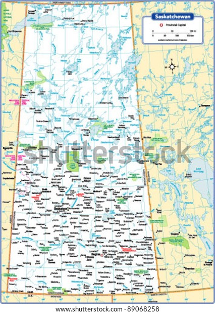 Saskatchewan Province Map Stock Vector (Royalty Free) 89068258