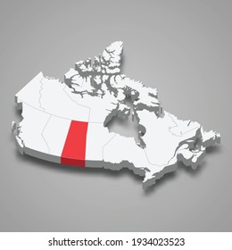 Saskatchewan region location within Canada 3d isometric map