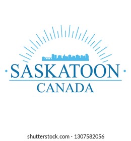 Saskatoon Canada. Banner Design. City Skyline. Silhouette Vector. Famous Monuments.
