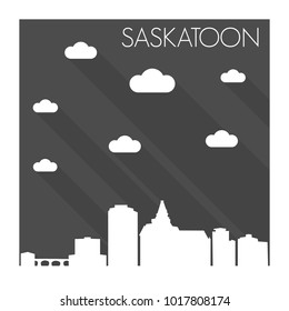 Saskatoon Canada Flat Icon Skyline Silhouette Design City Vector Art 