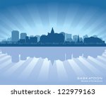 Saskatoon, Canada skyline with reflection in water