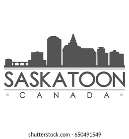 Saskatoon Canada Skyline Silhouette Design City Vector Art.