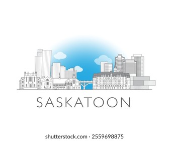 Saskatoon skyline cityscape vector illustration