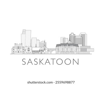 Saskatoon skyline cityscape vector illustration