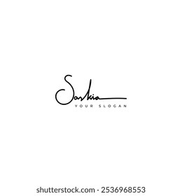 Saskia name signature logo vector design
