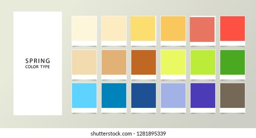 Sasonal color types for women - Spring color swatches for clothing and makeup