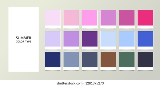 Sasonal color types for women - Summer color swatches for clothing and makeup