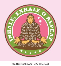 Sasquatch Big Foot Doing Yoga Logo Design Style