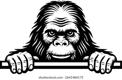 Sasquatch Bigfoot Peeking design on transparent background