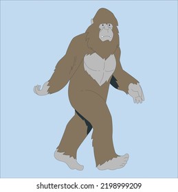 Sasquatch - Bigfoot - Yeti isolated on white background. The mysterious bigfoot, a creature of folklore and legend, and the most popular cryptid svg