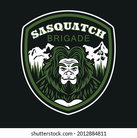 Etiqueta de la brigada Sasquatch. Diseños de vectores de camisetas.Ilustración vectorial.