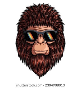 Sasquatch Kopf mit einer Retro-Brille Vektorgrafik für Ihr Unternehmen oder Ihre Marke