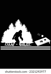 Sasquatch playing cornhole bigfoot vector art design, eps file. design file for t-shirt. SVG, EPS cuttable design file svg