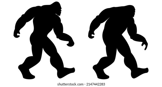 Sasquatch Silhouette Illustration Flat Design In Black Color