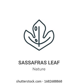 Icono del vector de contorno de hoja de sassafras. Icono de hojas de sassafras negras de línea delgada, ilustración de elemento simple vector plano de concepto de naturaleza editable trazo aislado en fondo blanco