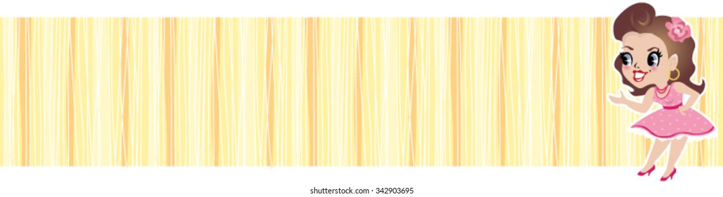 Sassy cartoon girl with a big smile on a banner template