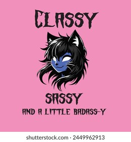 sassy cat girls t shirt and sticker design