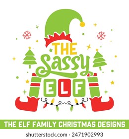 The sassy elf merry christmas designs, Christmas ELF family designs